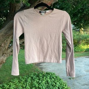 Ribbed Long Sleeve Tee Beige
